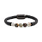 Men's Black Onyx Stone Beaded Bracelet with Magnetic Clasp Leather Weave Jewelry, Mixed Color, size 1