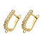 Rack Plating Brass Micro Pave Cubic Zirconia Hoop Earring Findings, Long-Lasting Plated, Lead Free & Cadmium Free, Real 18K Gold Plated, 18.5x13x3mm, Hole: 1.4mm, Pin: 0.8mm