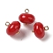 Acrylic Pendants, with Brass Loops, Flat Round, Red, 12x12mm, Hole: 1.6mm