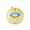 Rack Plating Brass Micro Pave Cubic Zirconia Pendants, Long-Lasting Plated, Cadmium Free & Lead Free, with Enamel, Flat Round & Eye, with Jump Rings, Real 18K Gold Plated, Dodger Blue, 18x3.5mm, Hole: 4mm