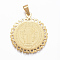 304 Stainless Steel Pendants, Flat Round with Saint Benedict Medal, Golden, 28x25x1mm, Hole: 4x7mm