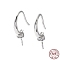 Rhodium Plated 925 Sterling Silver Micro Pave Cubic Zirconia Earring Hooks, Ear Wire with Pinch Bails, for Half Drilled Bead, with S925 Stamp, Real Platinum Plated, 19.5x4mm, Pin: 0.7mm