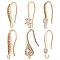 Beebeecraft 24Pcs 6 Style Brass Micro Pave Clear Cubic Zirconia Earring Hooks, with Loop, Real 18K Gold Plated, 15~18x2~3.5mm, Hole: 1.2mm, Pin: 0.6~1mm, 4pcs/style