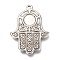 Non-Tarnish 304 Stainless Steel Pendants, Hamsa Hand/Hand of Fatima/Hand of Miriam, Stainless Steel Color, 35x26x2.5mm, Hole: 2mm