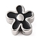 304 Stainless Steel Enamel Beads, Flower, Black, 16x15.5x6mm, Hole: 1.6mm