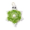 Glass Seed Beaded Pendants, with Jump Ring, Sea Turtle Charm, Lime Green, 31x22x6mm, Hole: 2.5mm