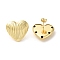 Brass Stud Earrings for Women, Heart, Real 18K Gold Plated, 23x25mm