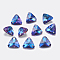 Faceted Glass Rhinestone Charms, Imitation Austrian Crystal, Triangle, Bermuda Blue, 7.5x8x4mm, Hole: 1.2mm