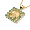 Natural Yellow Agate & Green Aventurine Rectangle Pendant Necklace NJEW-B089-01G-01-3