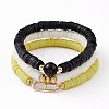 3Pcs 3 Styles Polymer Clay Heishi Beads Stretch Bracelets Sets BJEW-JB05921-1