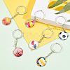 Olycraft 6Pcs 6 Style Glass Pendant Keychain KEYC-OC0001-23-5