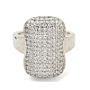 Real Platinum Plated Brass Micro Pave Clear Cubic Zirconia Cuff Rings RJEW-L113-017P-04-2