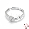 Anti-Tarnish Adjustable Rhodium Plated 925 Sterling Silver Finger Ring Components STER-L055-019P-1