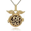 Golden Tone Brass Hollow Round Cage Pendants KK-J230-06G-3