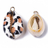 Printed Natural Cowrie Shell Pendants SSHEL-R047-02-A03-3