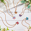 ANATTASOUL 5Pcs 5 Colors Butterfly Alloy Enamel Pendant Necklaces for Women NJEW-AN0001-80-7