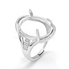 925 Sterling Silver Rhinestone Claw Finger Ring Components STER-E061-37P-5