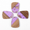 Transparent Resin & Walnut Wood Pendants RESI-S389-042A-B01-1