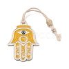 Hamsa Hand/Hand of Miriam with Evil Eye Alloy Resin Pendant Decorations HJEW-K042-01AS-01-1