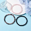 3Pcs 3 Style Natural Mixed Stone Round Beaded Stretch Bracelets BJEW-JB10178-01-2