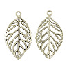 Tibetan Style Alloy Filigree Leaf Pendants TIBEP-A1842-AS-RS-1