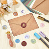 Brass Wax Seal Stamps with Rosewood Handle AJEW-WH0412-0208-4