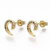 Brass Micro Pave Colorful Cubic Zirconia Stud Earrings EJEW-S208-015-2