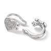 Heart Brass Micro Pave Cubic Zirconia Cuff Earrings for Women EJEW-E310-05P-2