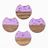 Transparent Resin & Walnut Wood Pendants RESI-S389-001A-B-2