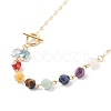 Natural Mixed Gemstone Beaded Pendant Necklace with Glass Lotus NJEW-JN03888-4