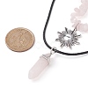 2Pcs 2 Style Natural Rose Quartz Bullet & Alloy Sun Pendant Necklaces Set NJEW-JN04514-04-4