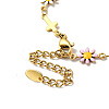 Enamel Flower & Cross Link Chain Bracelet BJEW-C023-01G-01-4