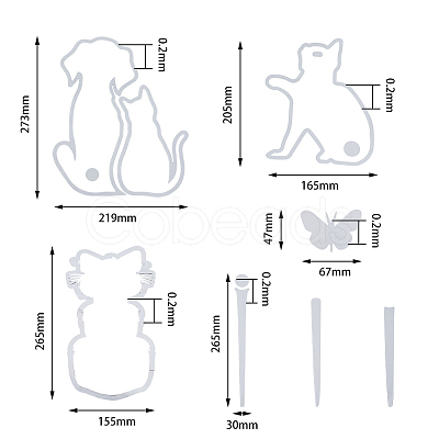 SUPERFINDINGS 3 Sets 3 Styles PET Cute Pet Waving Tail Wiper Stickers STIC-FH0001-08-1