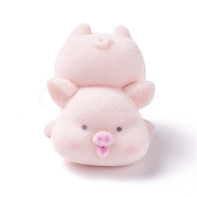 Flocky Resin Miniature Pig Figurines AJEW-Z007-07-1