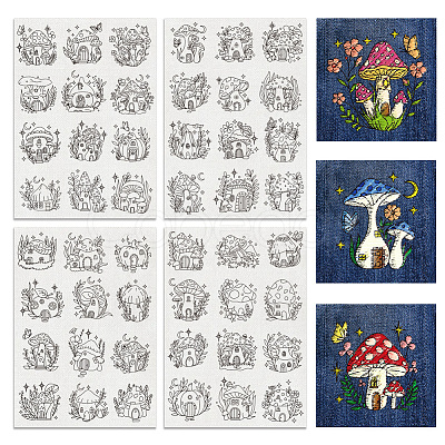 4 Sheets 11.6x8.2 Inch Stick and Stitch Embroidery Patterns DIY-WH0455-116-1