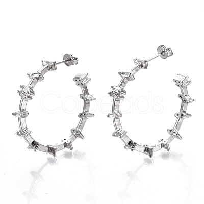 Brass Micro Pave Clear Cubic Zirconia Stud Earrings EJEW-N011-14P-NF-1