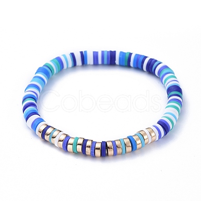 Handmade Polymer Clay Heishi Beads Stretch Bracelets BJEW-JB05300-1