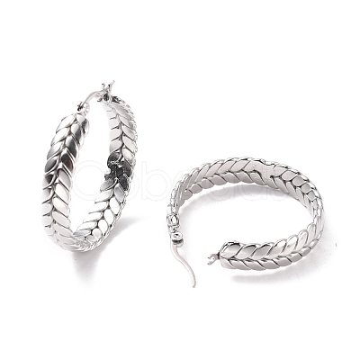 Tarnish Resistant 201 Stainless Steel Leaf Wrap Hoop Earrings with 304 Stainless Steel Pin for Women EJEW-F280-26B-P-1