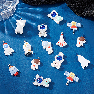 PandaHall Elite 20Pcs 10 Styles Space Theme Opaque Resin Pendants FIND-PH0006-16-1