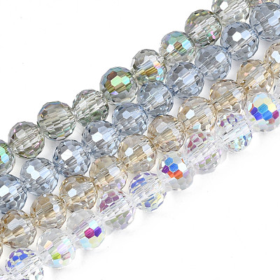 Electroplate Transparent Glass Beads Strands EGLA-N002-15-1