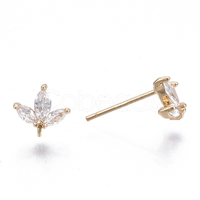 Brass Micro Cubic Zirconia Stud Earring Findings KK-N231-03-NF-1