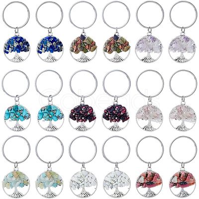 SUPERFINDINGS 2 Sets Natural & Synthetic Mixed Stone Keychain KEYC-FH0001-15-1