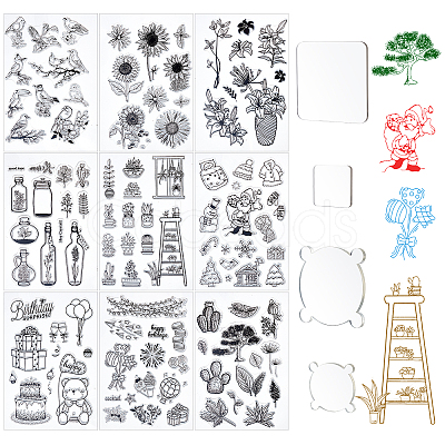 Globleland 9 Style PVC Plastic Stamps DIY-GL0001-35-1