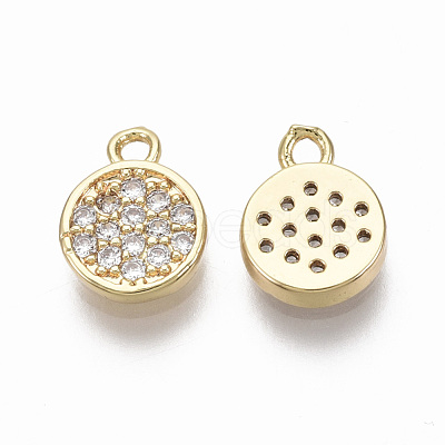 Brass Micro Pave Clear Cubic Zirconia Charms X-KK-R134-015-NF-1