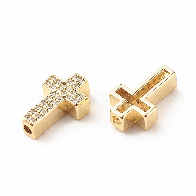 Rack Plating Brass Cubic Zirconia Beads KK-B051-06G-01-1