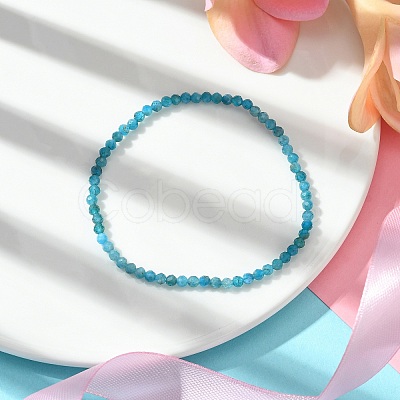 3mm Natural Apatite Faceted Round Beaded Stretch Bracelets for Women BJEW-JB10842-03-1