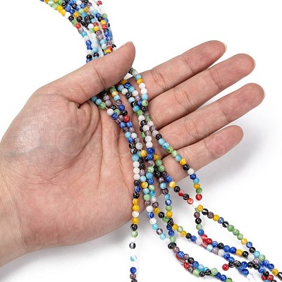 Handmade Millefiori Glass Round Beads Strands X-LK-R004-91-1