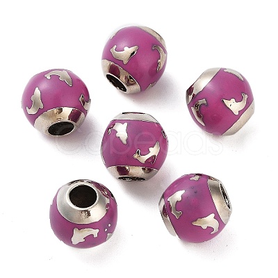 Platinum Plated Alloy Enamel European Beads FIND-E046-02P-1