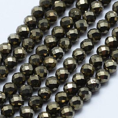 Natural Pyrite Beads Strands G-J369-19-4mm-1