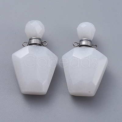 Faceted Natural White Jade Openable Perfume Bottle Pendants G-E564-09A-P-1